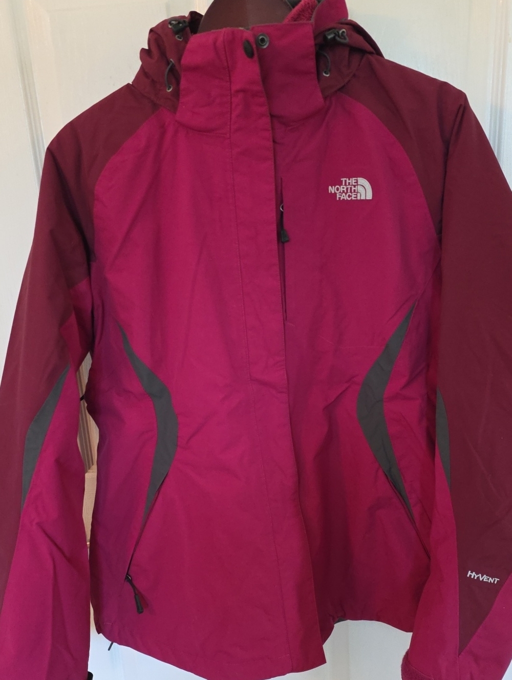 The North Face 3-in-1 Triclimate Jacket Womens L Magenta HyVent Shell Fleece